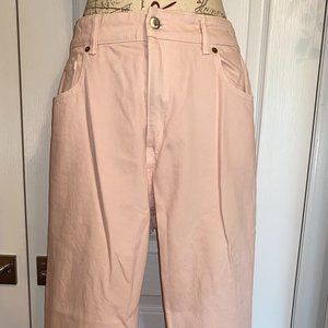 Baby pink wide leg jeans